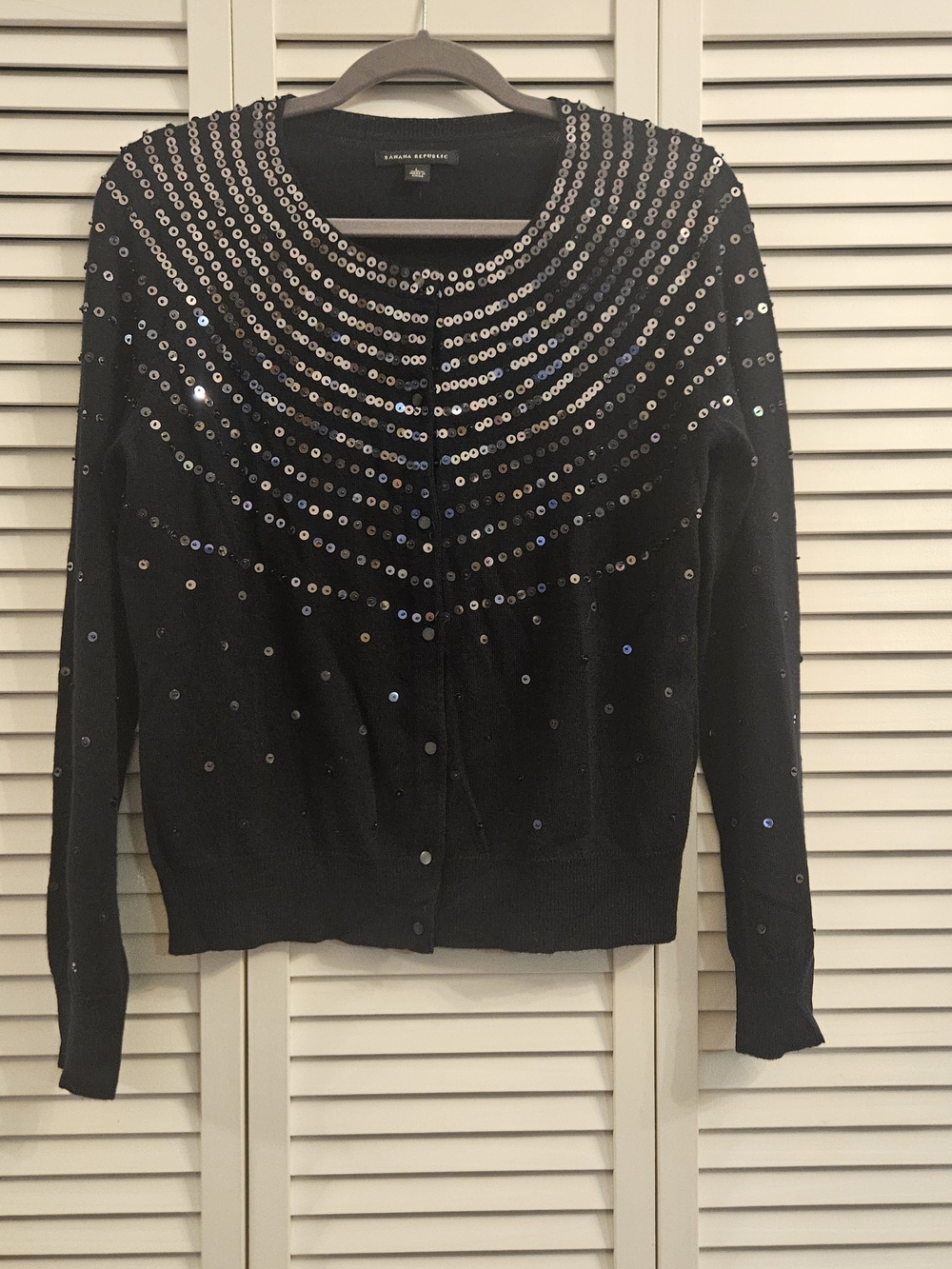 Banana Republic Deep Navy Sequin-Embellished Cardigan
